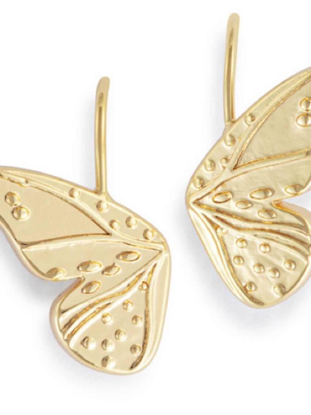 Butterfly Wings Gold Earrings - 11x16mm